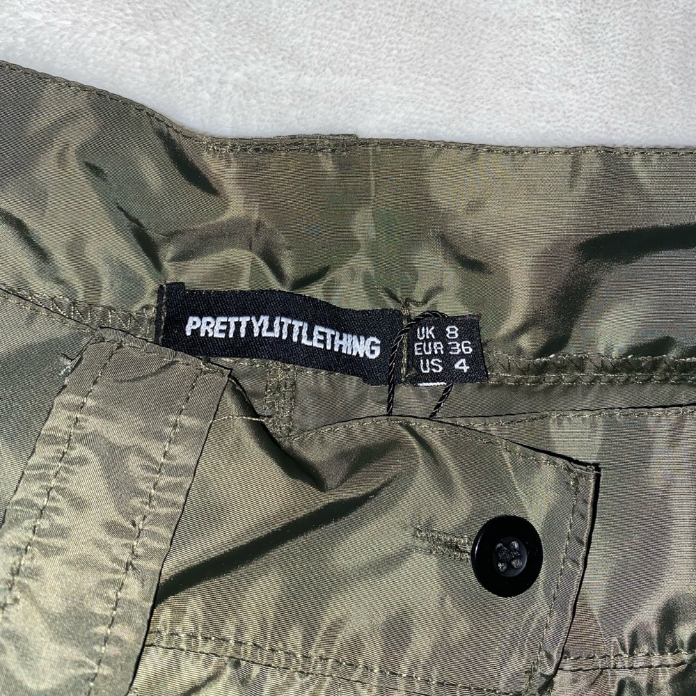 PrettyLittleThing Olive Satin Trousers - Picture 4 of 5
